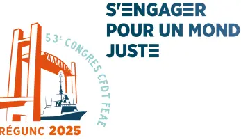 CFDT Défense Congrès 2025 logo et slogan : s'engager pour un monde juste